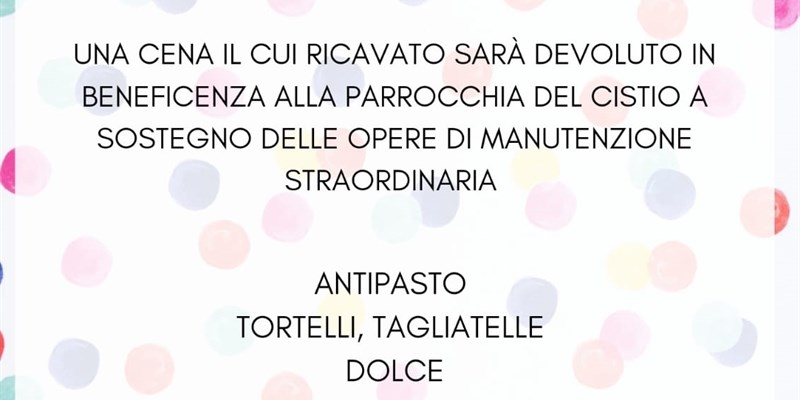 Cena di beneficenza al Circolo ARCI Cistio: Una serata a sostegno della Parrocchia