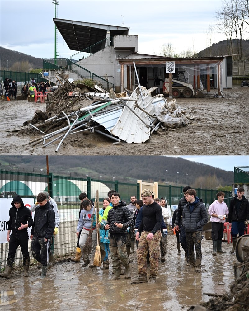 Il Presidente della Regione Toscana Giani in visita ai volontari nei Comuni di Pelago, Pontassieve e Rufina colpiti dall'alluvione