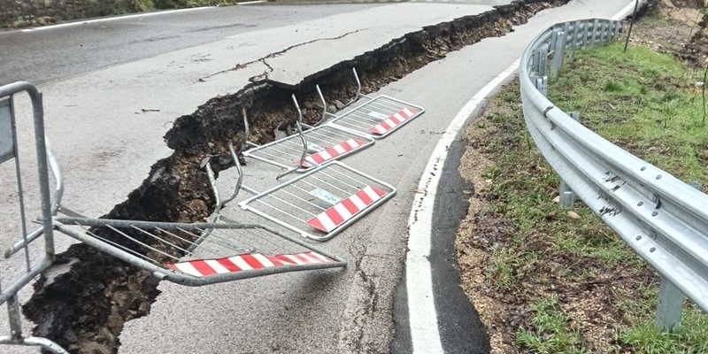 Un tratto della strada interrotta