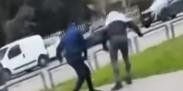 La rissa fra il vigilante e lo Sarpellini