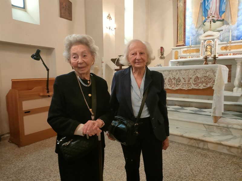 Le signore Bona Eldmann e Hilde Magnani Canesi, che furono testimoni  del bombardamento