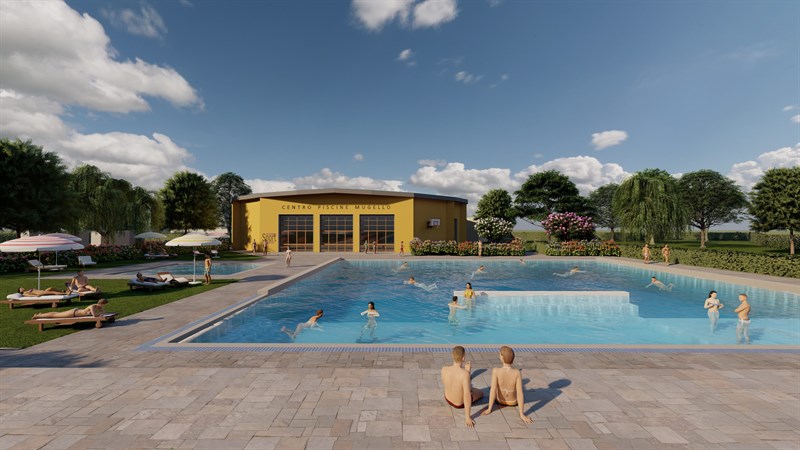 Gli spazi esterni del Centro Piscine di Borgo san Lorenzo