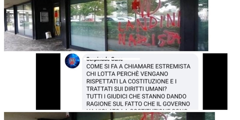 La scritta rinvenuta sulla Cgil di Scandicci ed uno dei commenti sulla nostra pagina 