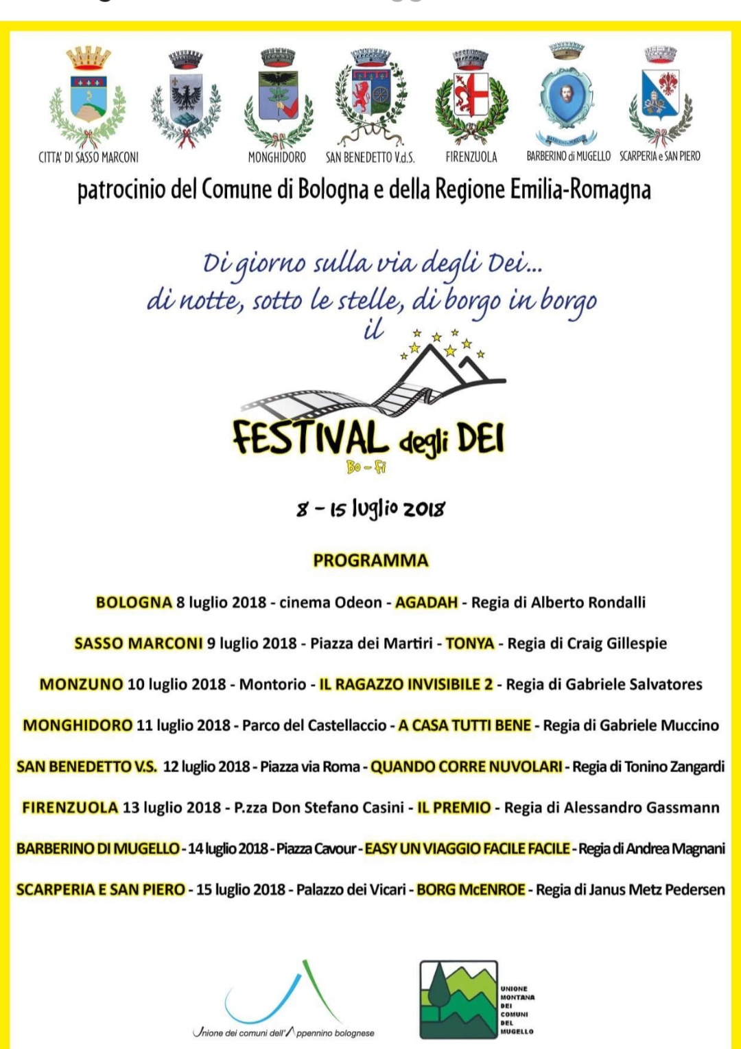 Festival del cinema itinerante lungo la Via degli Dei. Tre eventi anche in Mugello